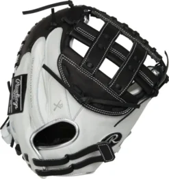 33 Inch Rawlings Liberty Advanced Color Series RLACM33FPBP Women's White/Black/Platinum Fastpitch Softball Catcher Mitt
